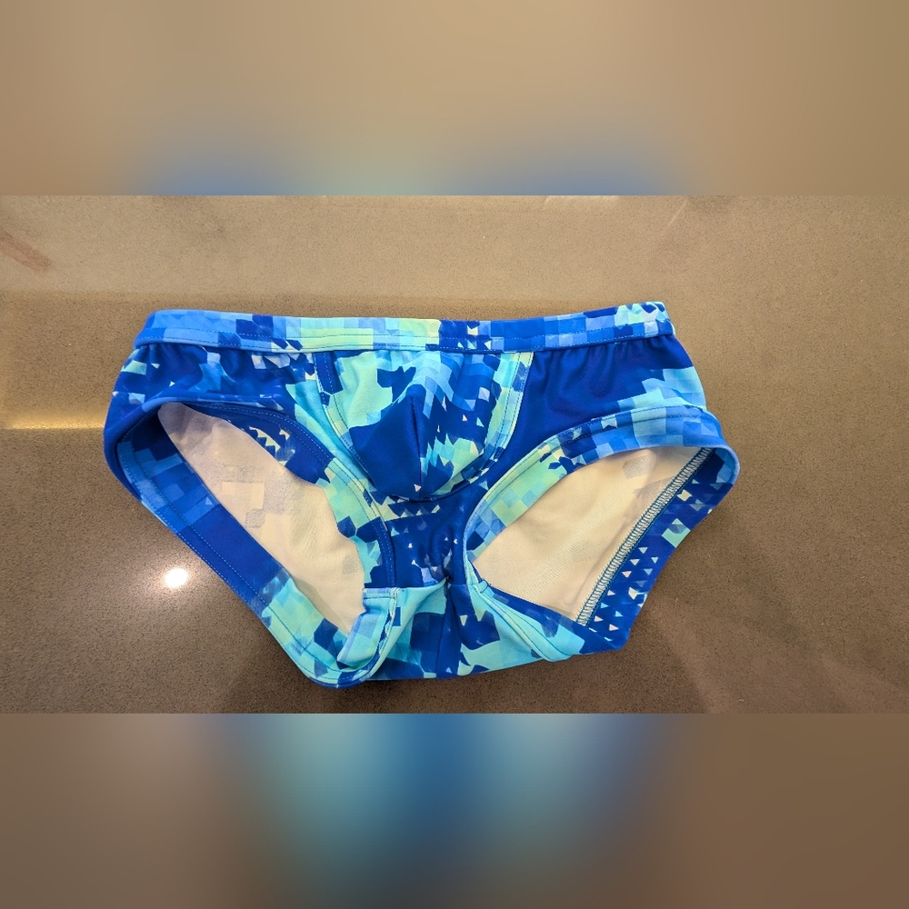 N2n Blue Geometric Swim Trunks Medium